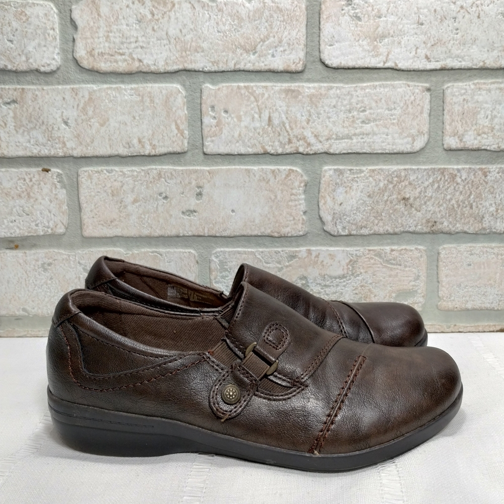 Earth Spirit Gelron Brown Vegan Leather Comfort Shoes Loafers Size 8 Boho EUC